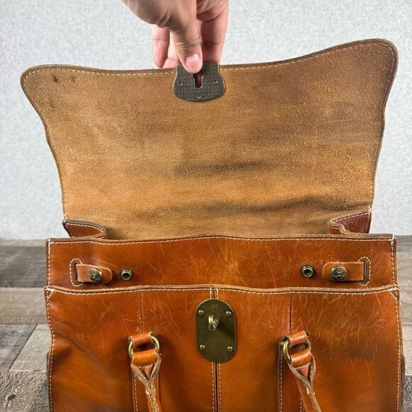 Patricia Nash Tan/Brown Vienna Satchel Leather Large Bag Purse - Picture 12 of 14